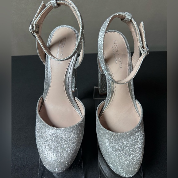 NWOT Born on Fifth Liv Metallic Glitter Closed Toe Platform Pumps - Picture 5 of 5